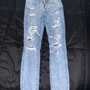 Distressed Blue Jeans AND STRETCHY